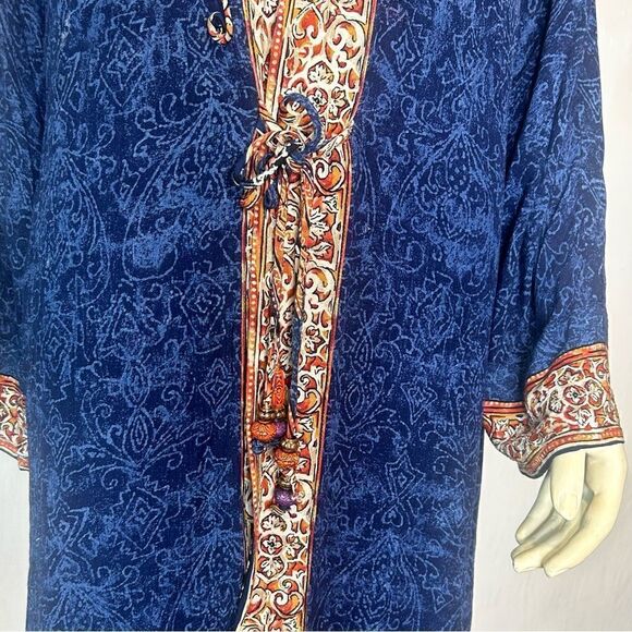 Carole Little Paisley Tapestry Vibrant Blue Kimono with Beading - Picture 8 of 12